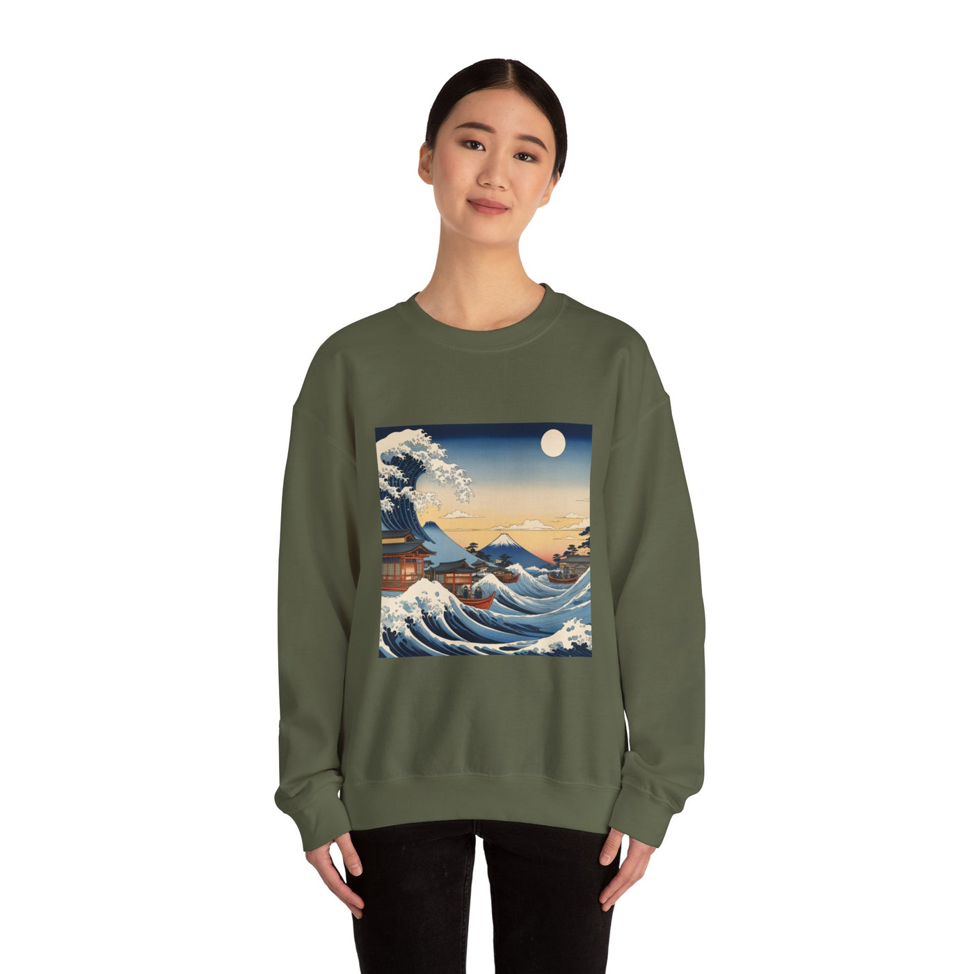 Sudadera de cuello redondo Great Wave - Estilo Ukiyo-e de Hokusai