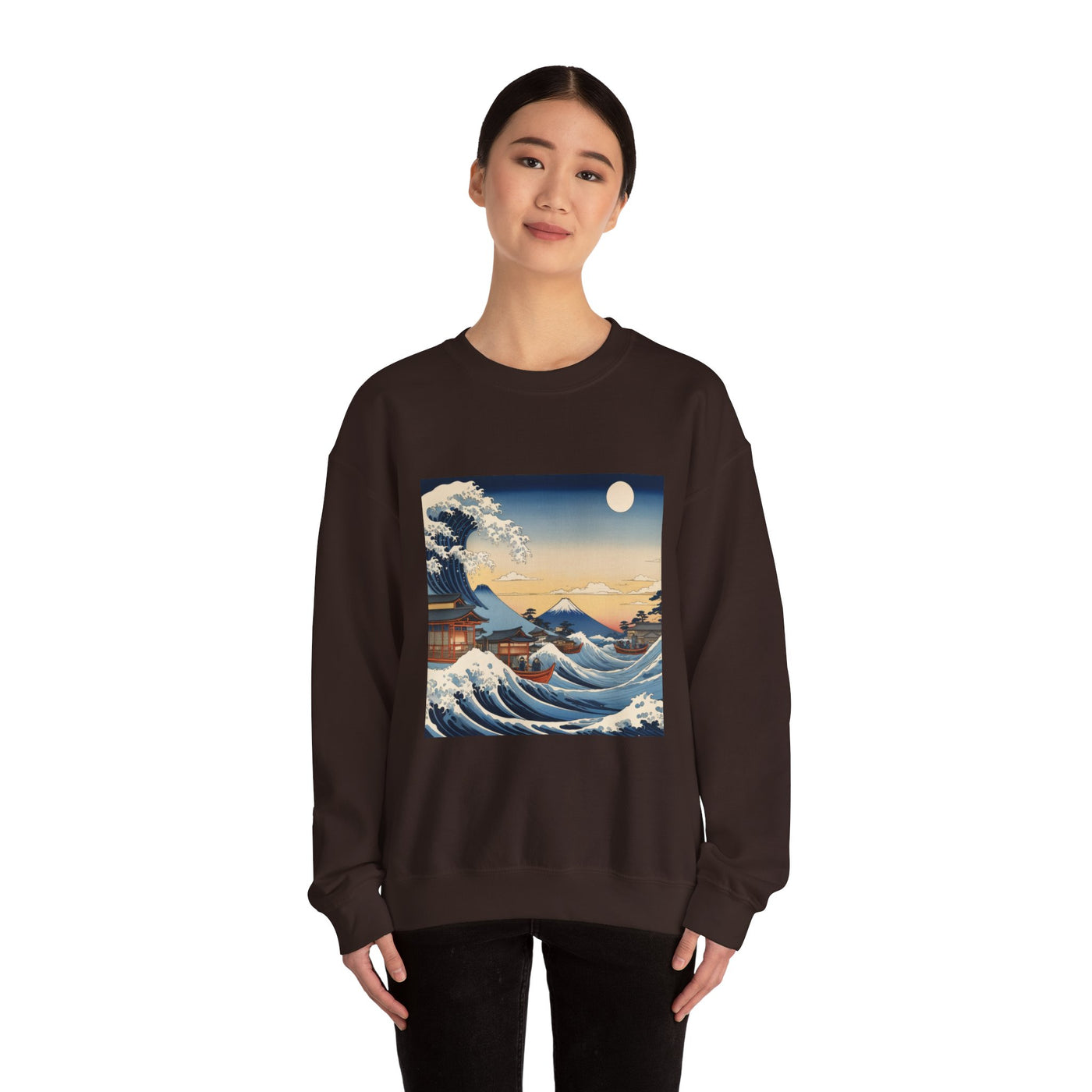 Sudadera de cuello redondo Great Wave - Estilo Ukiyo-e de Hokusai