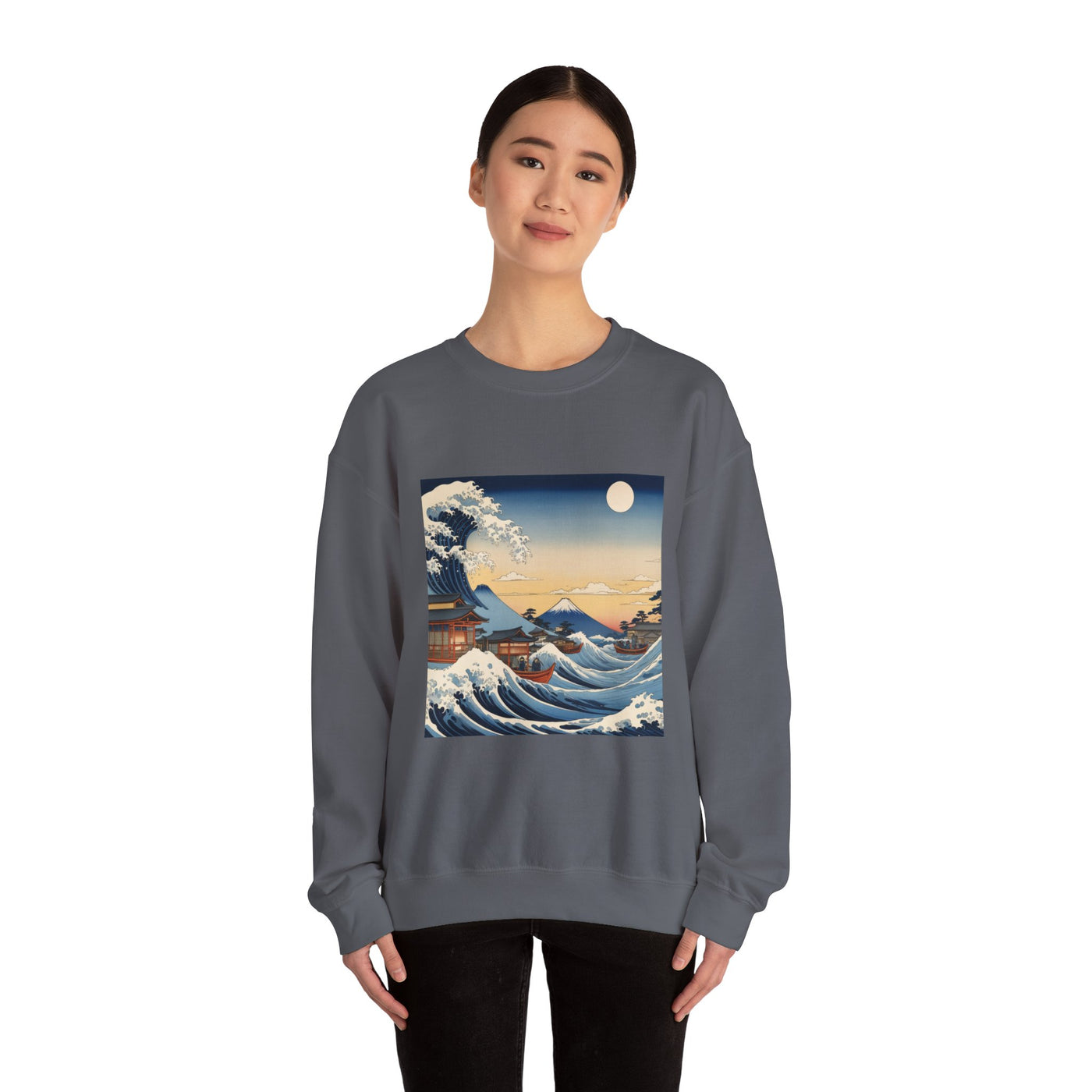 Sudadera de cuello redondo Great Wave - Estilo Ukiyo-e de Hokusai