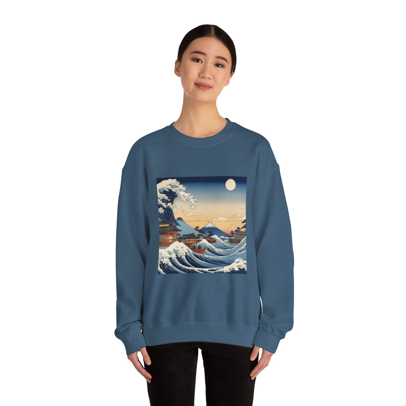 Sudadera de cuello redondo Great Wave - Estilo Ukiyo-e de Hokusai
