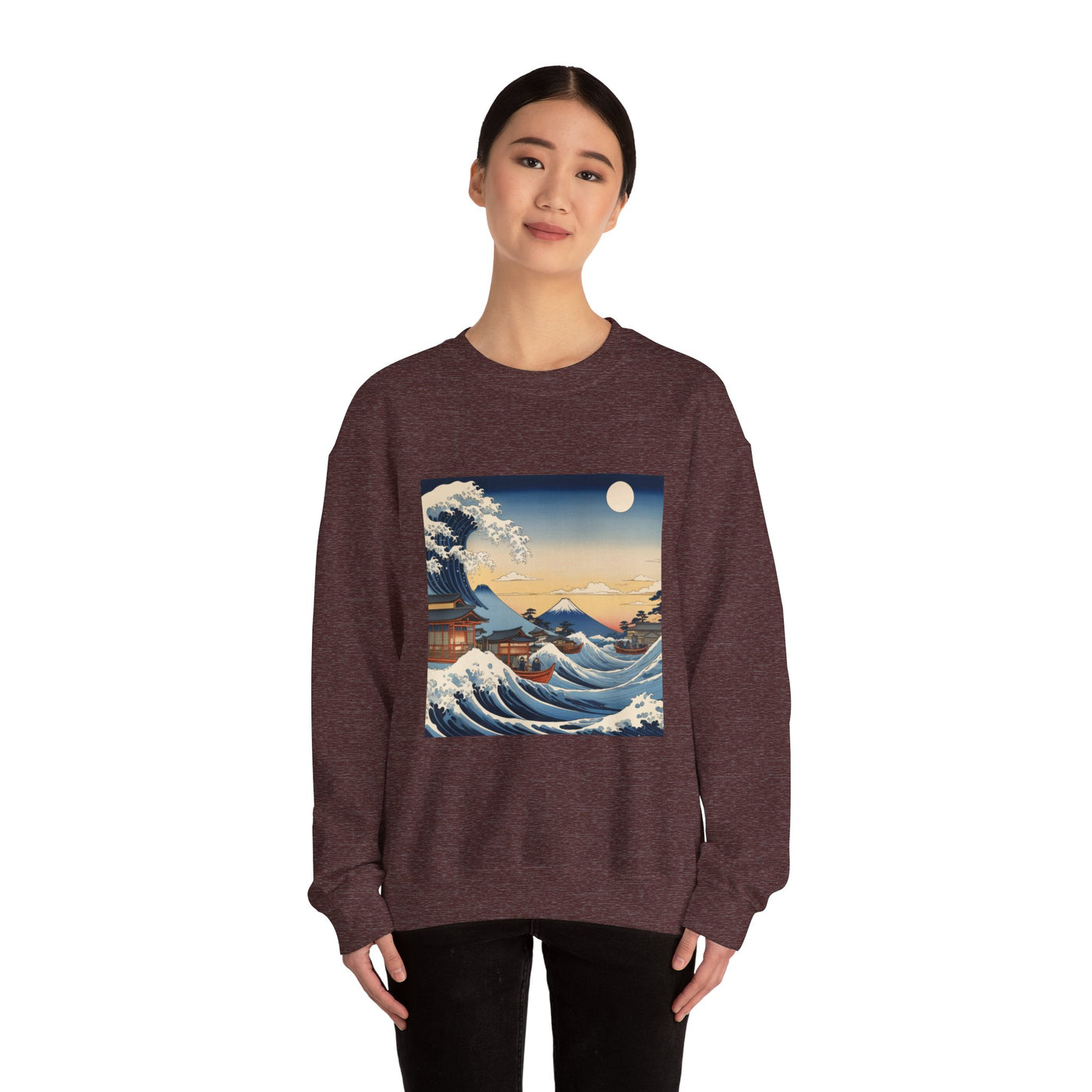 Sudadera de cuello redondo Great Wave - Estilo Ukiyo-e de Hokusai