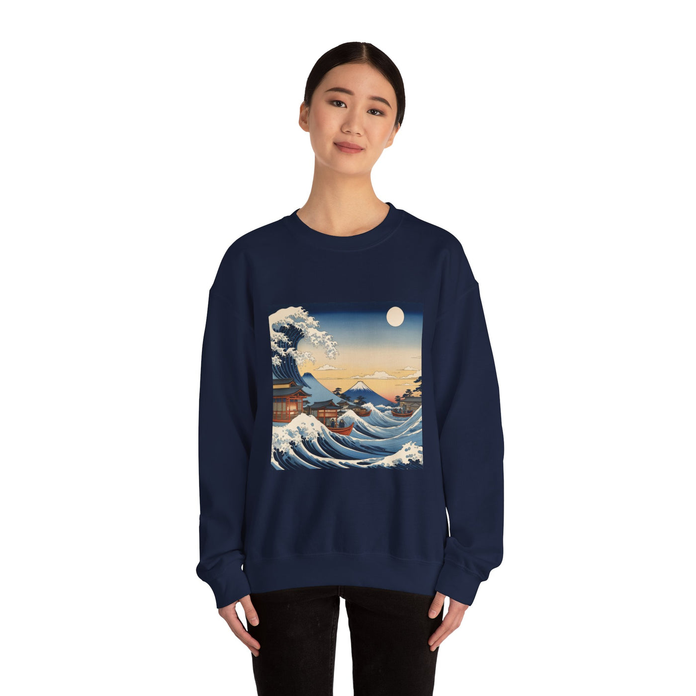 Sudadera de cuello redondo Great Wave - Estilo Ukiyo-e de Hokusai