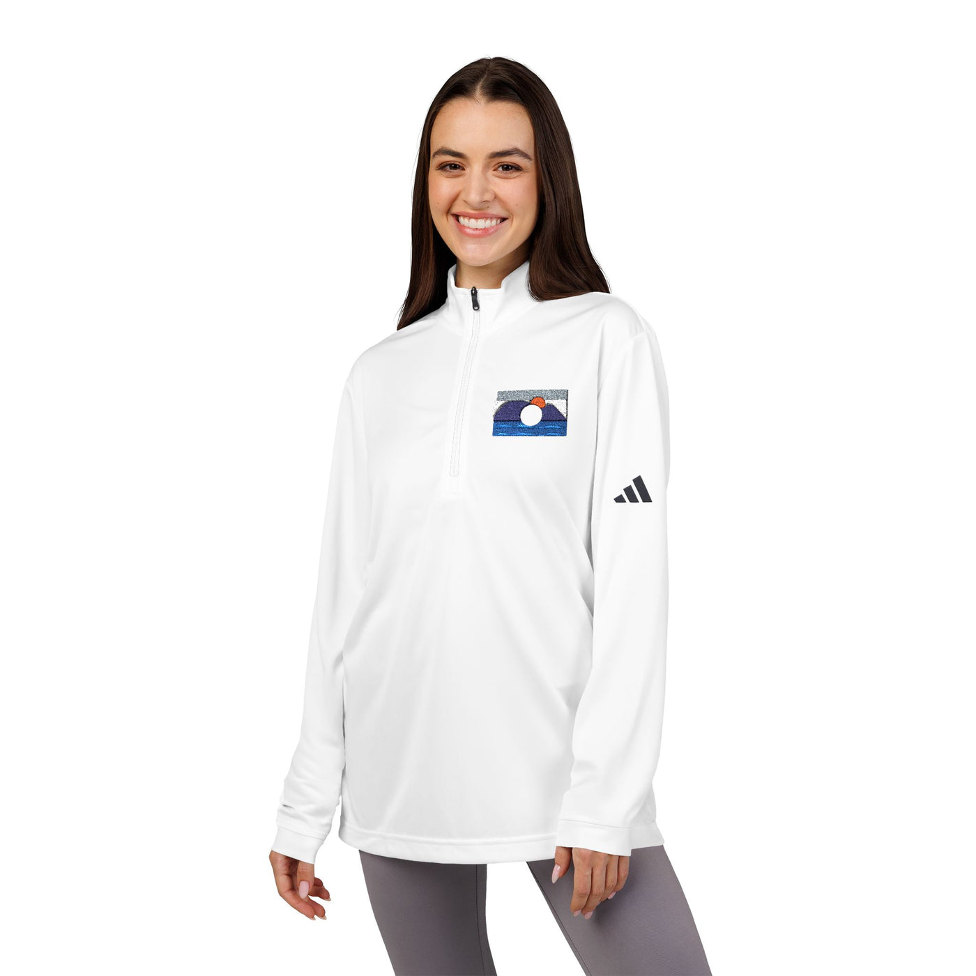 Sudadera Mujer  Adidas® con Cremallera 1/4 y Bordado