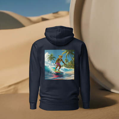 Unisex hoodie with surfing leopard print