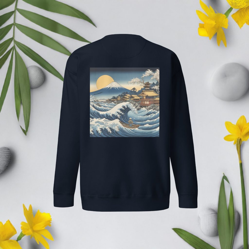 Warm and stylish hoodie with Japanese wave graphic