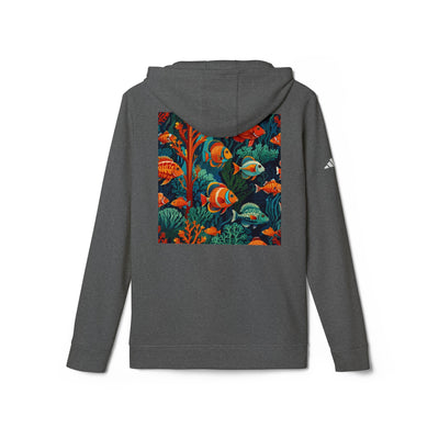 adidas fleece grey  hoodie coral design