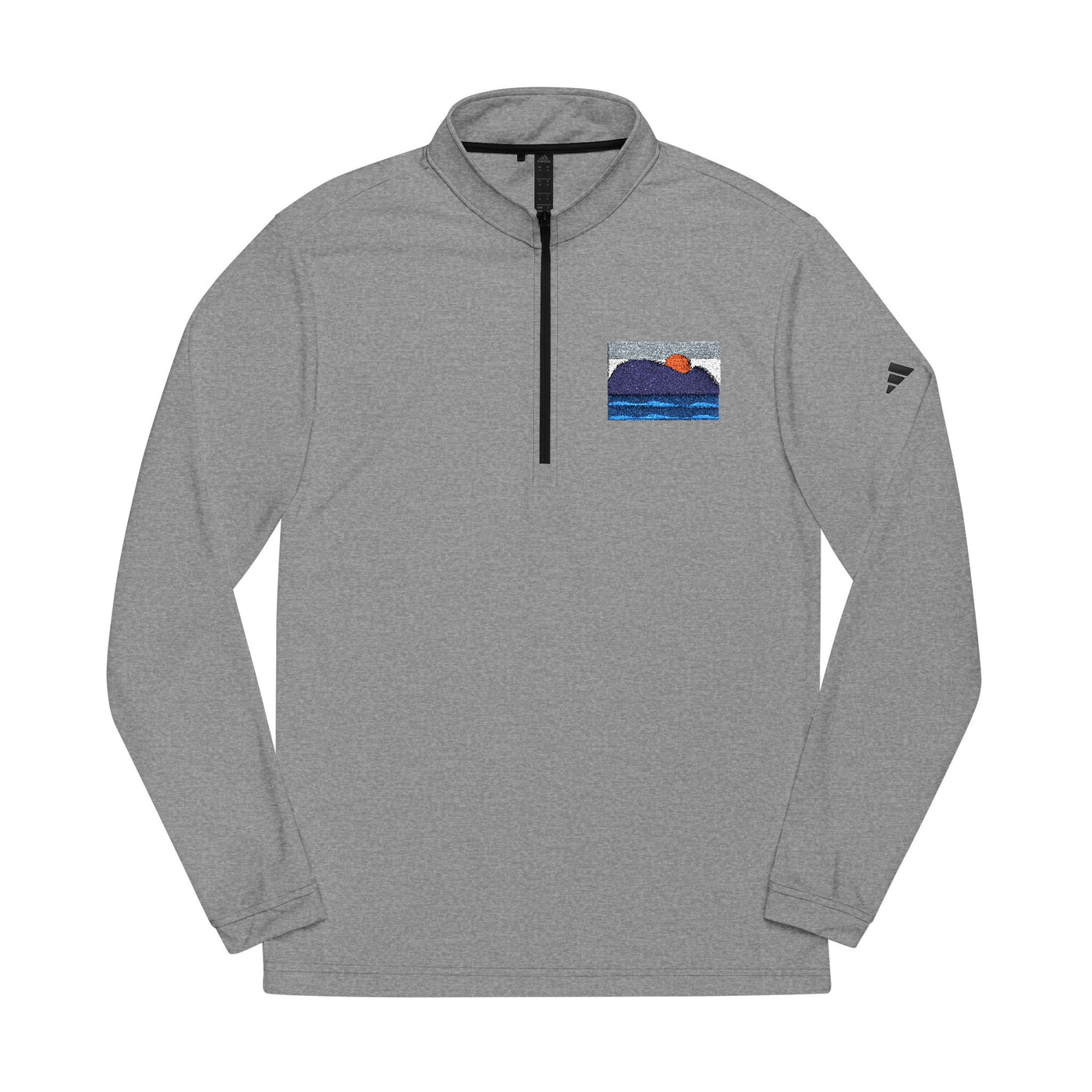 adidas grey heather quarter zip sweater
